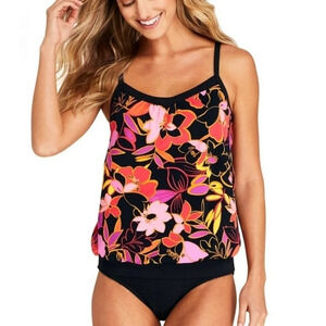 *NWT* Lands' End Black/Jungle Floral Tankini